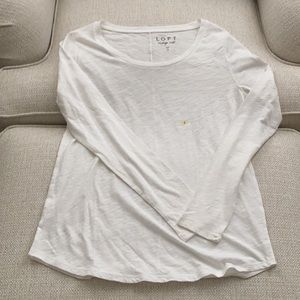 Loft Classic White Long Sleeve T-Shirt. Small. NWT